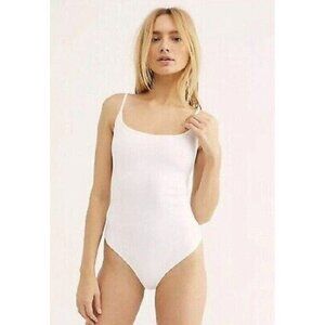 Free People Size Small White Strappy Back Basique Bodysuit NEW No Tags